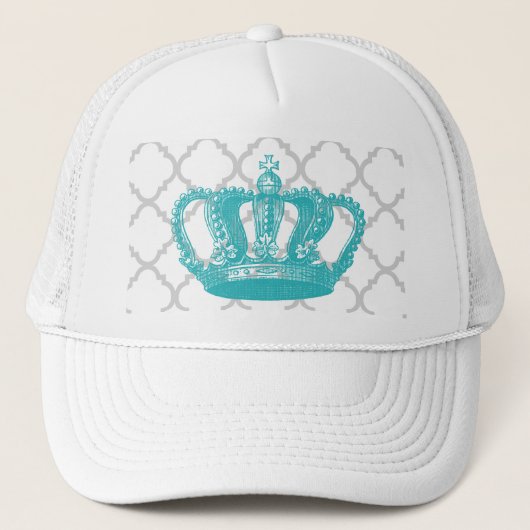 MEESTAL AQUA  GEKRONDE GRAY QUATREFOIL PATTERN TRUCKER PET (Voorkant)