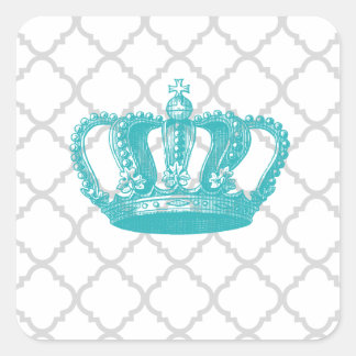 MEESTAL AQUA GEKRONDE GRAY QUATREFOIL PATTERN VIERKANTE STICKER