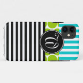 MEESTAL AQUA LIME GREEN BLACK STRIPES iPHONE 5 HOE Case-Mate iPhone Case (Achterkant (horizontaal))