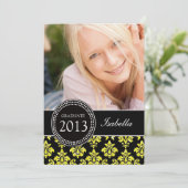 MEESTAL FOTO-AFSTUDEERDER INVITE | GEEL GLITTER DA KAART (Staand voorkant)