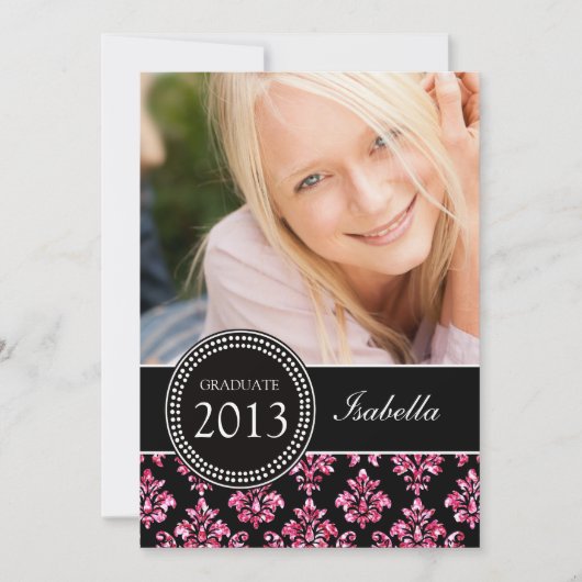 MEESTAL FOTO-AFSTUDEERDER INVITE | PINK GLITTER DA KAART (Voorkant)