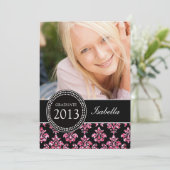 MEESTAL FOTO-AFSTUDEERDER INVITE | PINK GLITTER DA KAART (Staand voorkant)