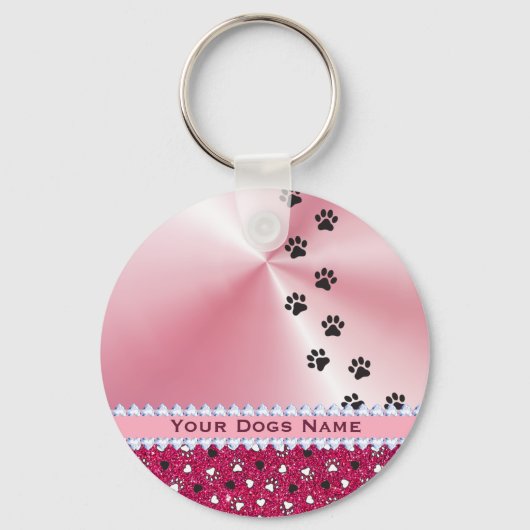 Meestal Gepersonaliseerd u Dog Paw Print en Glitte Sleutelhanger (Voorkant)