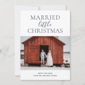 Meestal kerstblauw script moderne foto feestdagenkaart (Voorkant)