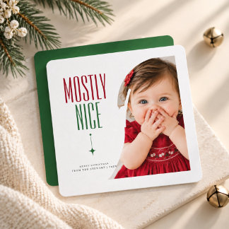 Meestal leuk modern baby kerstfoto feestdagenkaart