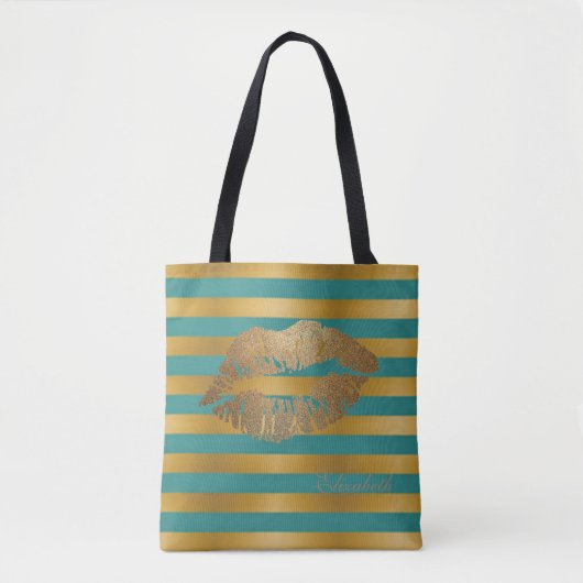 Meestal moderne Stripes, lips van glitterij, speci Tote Bag (Voorkant)