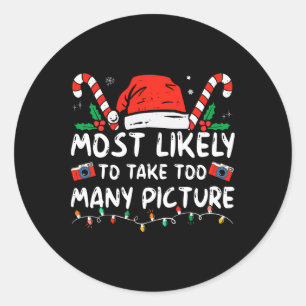 Meestal nemen te veel Afbeeldingen plezier Kerstmi Ronde Sticker