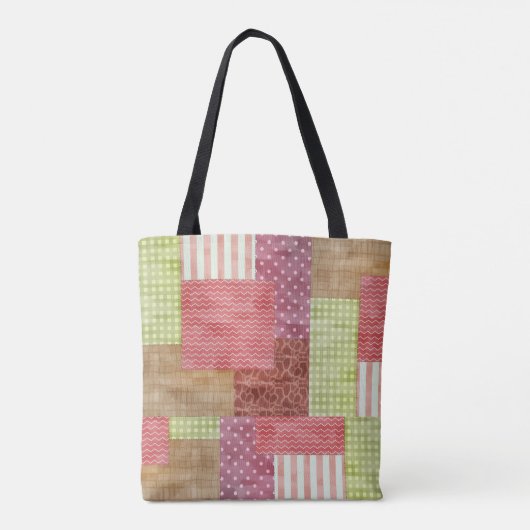 Meestal patchwork-landstijl kantelblokpatroon tote bag (Achterkant)