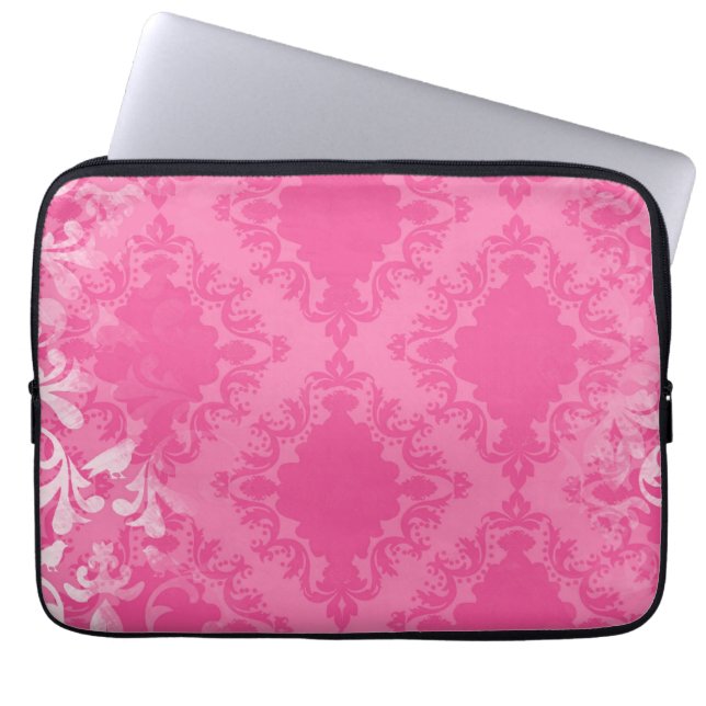 MEESTAL PINK  DAMASK LAPTOP SLEEVE (Voorkant)