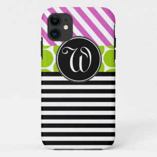 MEESTAL PINK GREEN BLACK STRIPES iPHONE 5 HOESJE