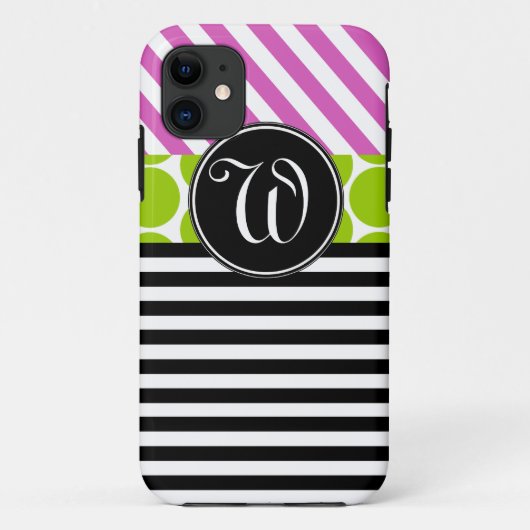 MEESTAL PINK GREEN BLACK STRIPES iPHONE 5 HOESJE (Achterkant)