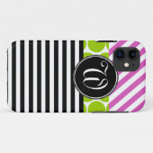 MEESTAL PINK GREEN BLACK STRIPES iPHONE 5 HOESJE (Achterkant (horizontaal))