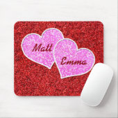 MEESTAL PINK HEART RED GLITTER MUISMAT (Met muis)
