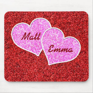 MEESTAL PINK HEART RED GLITTER MUISMAT