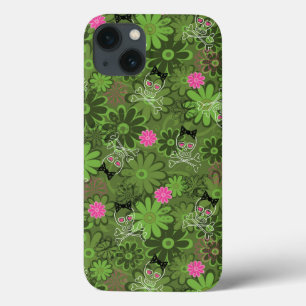 Meestal Punk Skulls op de achtergrond van de Vloer iPhone 13 Hoesje