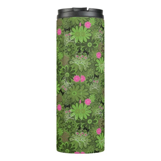 Meestal Punk Skulls op de achtergrond van de Vloer Thermosbeker (Achterkant)