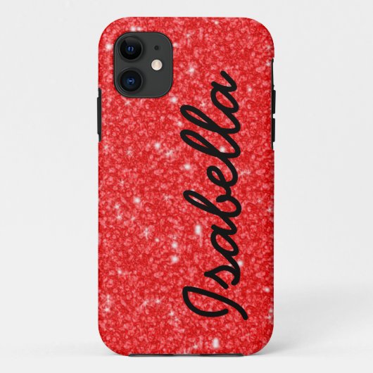 MEESTAL RODE GLITTERDRUKTE PERSONALISEERD Case-Mate iPhone CASE (Achterkant)