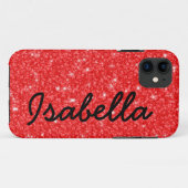 MEESTAL RODE GLITTERDRUKTE PERSONALISEERD Case-Mate iPhone CASE (Achterkant (horizontaal))