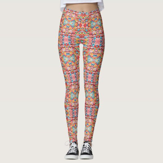 Meestal roze bloemmotief ontwerp leggings (Voorkant)