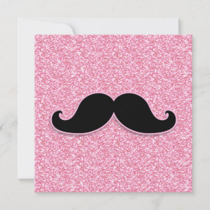 MEESTAL ZWARTE MUSTACHE PINK GLITTER AFGEDRUKT