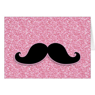 MEESTAL ZWARTE MUSTACHE PINK GLITTER AFGEDRUKT