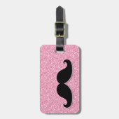 MEESTAL ZWARTE MUSTACHE PINK GLITTER AFGEDRUKT BAGAGELABEL (Voorkant verticaal)