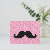 MEESTAL ZWARTE MUSTACHE PINK GLITTER AFGEDRUKT BRIEFKAART (Staand voorkant)