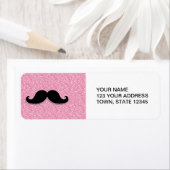 MEESTAL ZWARTE MUSTACHE PINK GLITTER AFGEDRUKT ETIKET (Insitu)