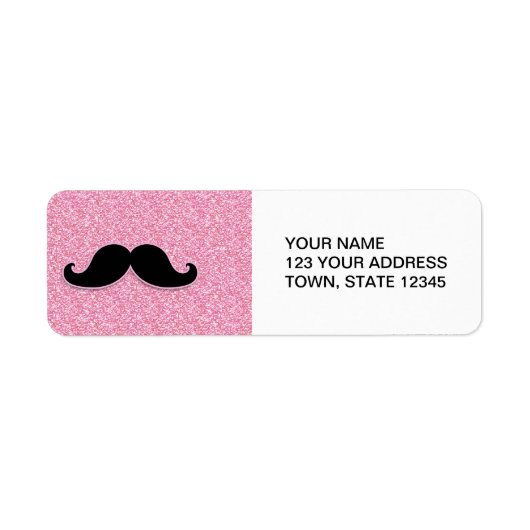 MEESTAL ZWARTE MUSTACHE PINK GLITTER AFGEDRUKT ETIKET (Voorkant)