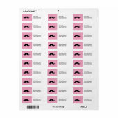MEESTAL ZWARTE MUSTACHE PINK GLITTER AFGEDRUKT ETIKET (Full Sheet)