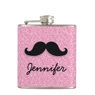 MEESTAL ZWARTE MUSTACHE PINK GLITTER AFGEDRUKT HEUPFLES