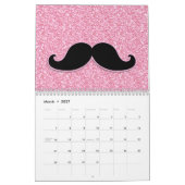 MEESTAL ZWARTE MUSTACHE PINK GLITTER AFGEDRUKT KALENDER (Mar 2027)