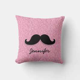 MEESTAL ZWARTE MUSTACHE PINK GLITTER AFGEDRUKT KUSSEN