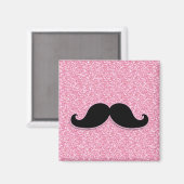 MEESTAL ZWARTE MUSTACHE PINK GLITTER AFGEDRUKT MAGNEET (Voorkant / Achterkant)