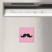 MEESTAL ZWARTE MUSTACHE PINK GLITTER AFGEDRUKT MAGNEET (Insitu (Vaatwasser))