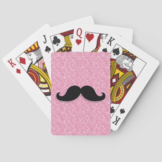 MEESTAL ZWARTE MUSTACHE PINK GLITTER AFGEDRUKT POKERKAARTEN (Achterkant)