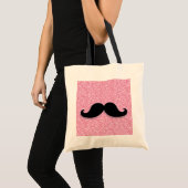 MEESTAL ZWARTE MUSTACHE PINK GLITTER AFGEDRUKT TOTE BAG (Voorkant (product))