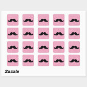MEESTAL ZWARTE MUSTACHE PINK GLITTER AFGEDRUKT VIERKANTE STICKER (Vel)