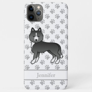 Meestal Zwarte Siberische Husky Cartoon Hond & Naa Case-Mate iPhone Case
