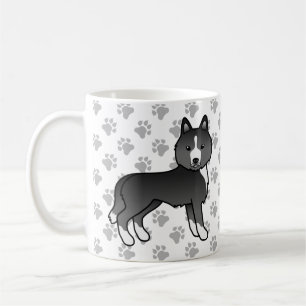 Meestal Zwarte Siberische Husky Cartoon Hond & Poo Koffiemok