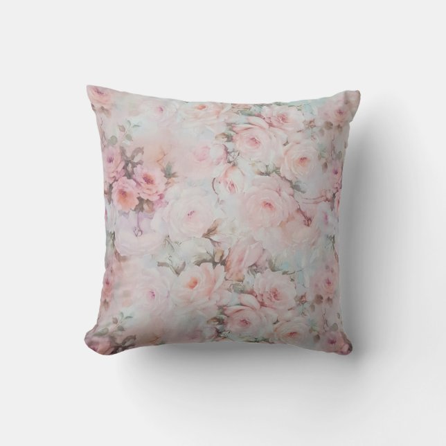 Meestal zwarte tinten roze boho land floral kussen (Voorkant)
