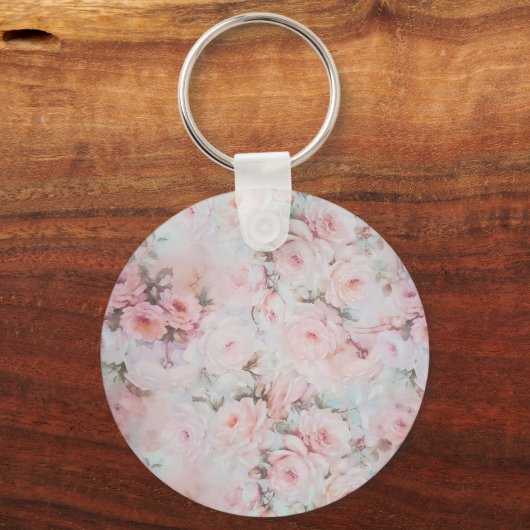 Meestal zwarte tinten roze boho land floral sleutelhanger (Voorkant)