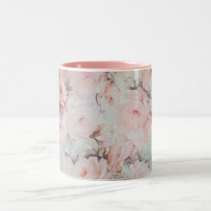 Meestal zwarte tinten roze boho land floral tweekleurige koffiemok