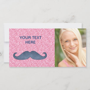 MEESTE BLAUWE MUSTACHE PINK GLITTER FOTO