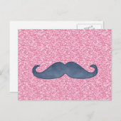 MEESTE BLAUWE MUSTACHE PINK GLITTER FOTO BRIEFKAART (Voorkant / Achterkant)