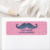 MEESTE BLAUWE MUSTACHE PINK GLITTER FOTO ETIKET (Insitu)