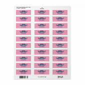 MEESTE BLAUWE MUSTACHE PINK GLITTER FOTO ETIKET (Full Sheet)