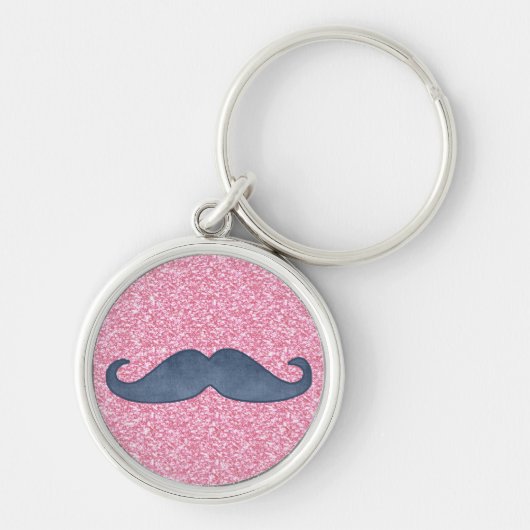 MEESTE BLAUWE MUSTACHE PINK GLITTER FOTO SLEUTELHANGER (Voorkant)