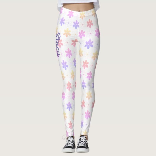 MEESTE KLEINE STROMEN BLEKE PINKGEEL LILA KLEUR LEGGINGS (Voorkant)
