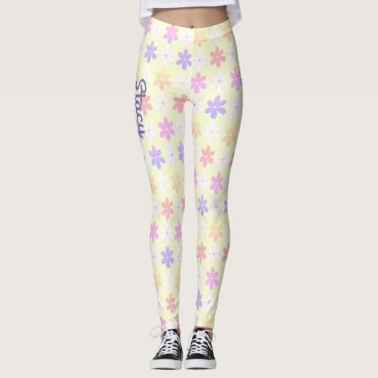 MEESTE KLEINE STROMEN BLEKE PINKGEEL LILA KLEUR LEGGINGS (Voorkant)